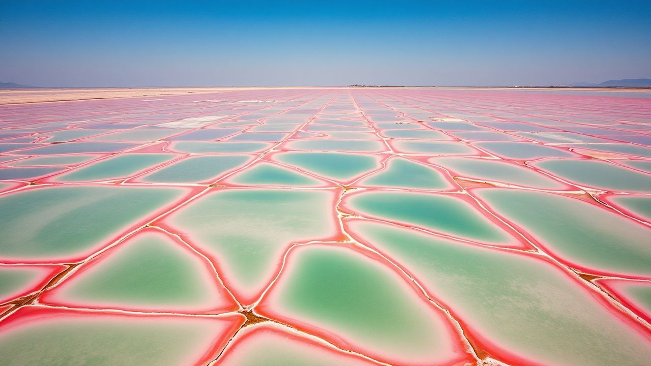 Dramatic Salt Ponds Pink from Above