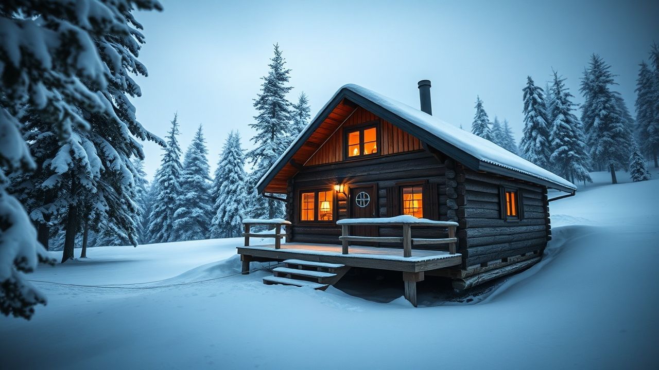 Calm Nordic Cabin Isolation in Winter