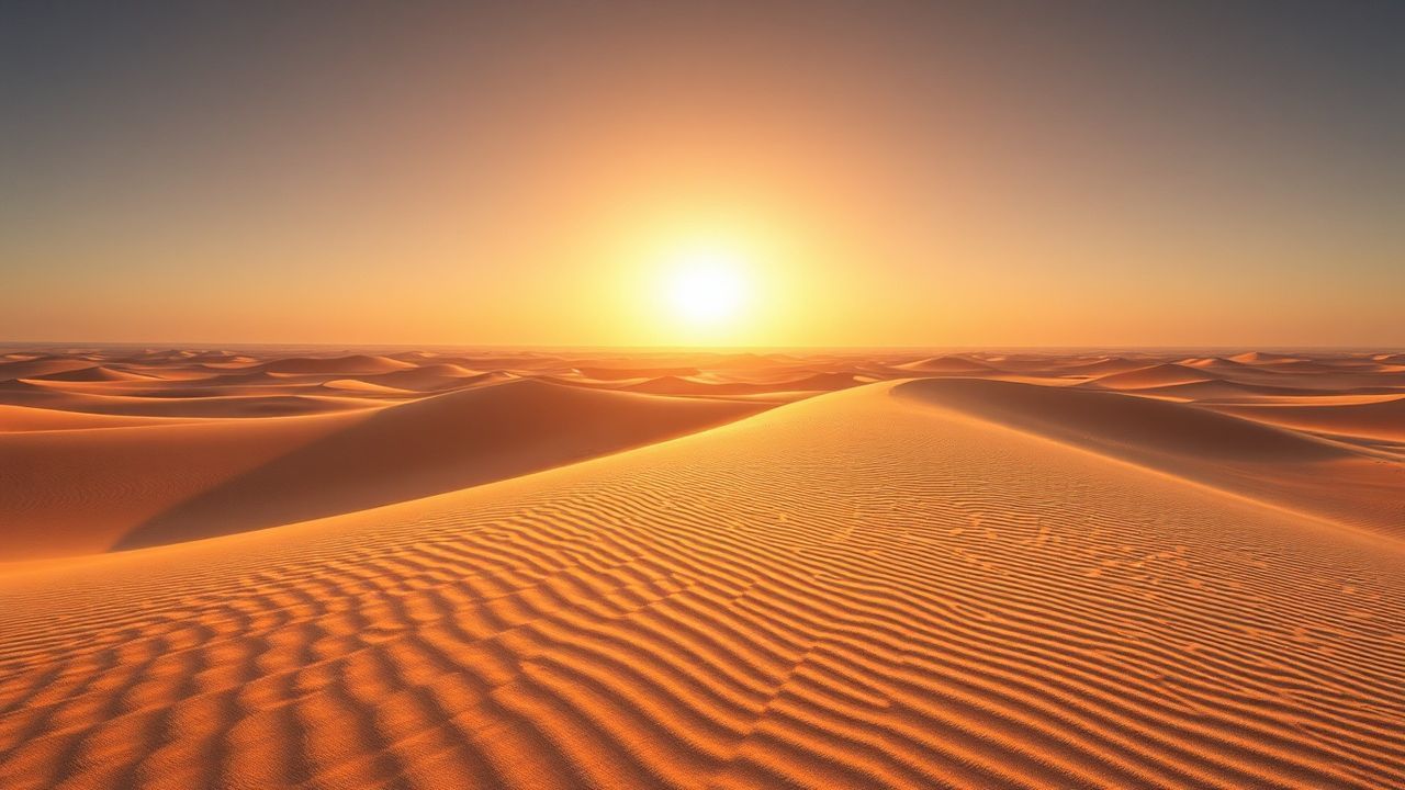 Tranquil Sahara Dunes Ripples in Golden Light