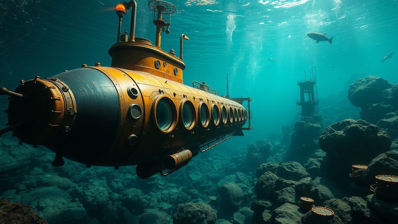 Clockwork Nautilus Submarine Brass Depths