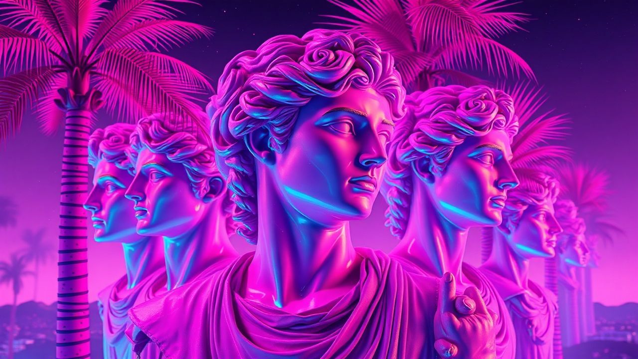 Nostalgic Vaporwave Roman Busts