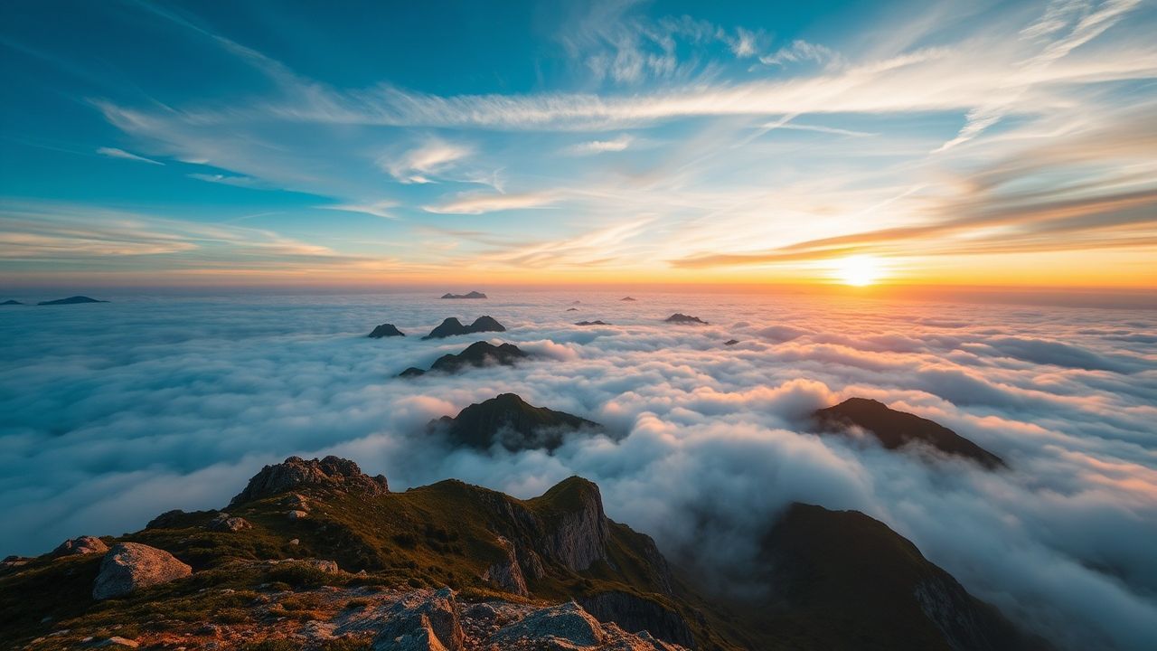 Ethereal Sea Clouds Peaks in the Mist