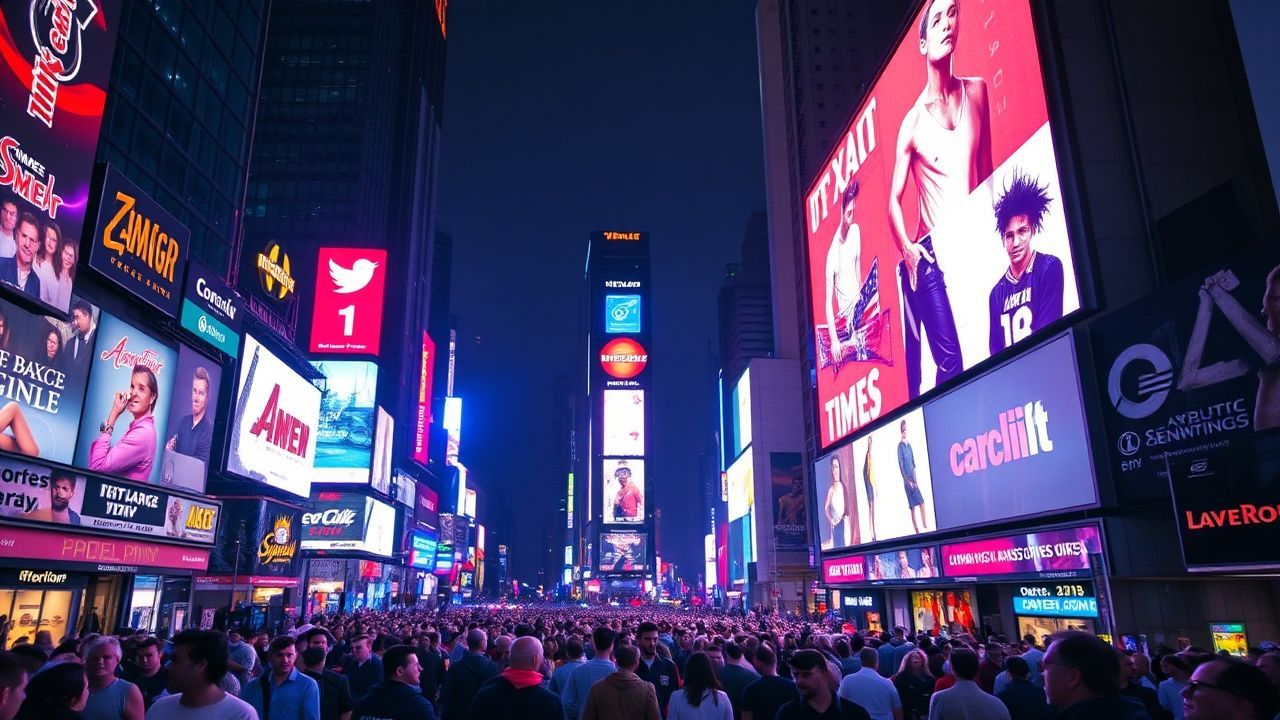 Electric Times Square Billboards by Night