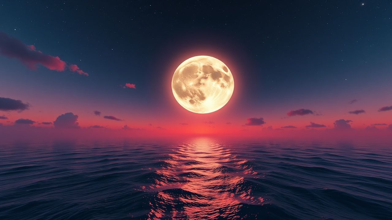 Infinite Giant Moon Touching by Night