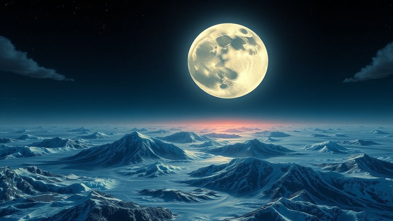 Otherworldly Giant Moon Touching by Night