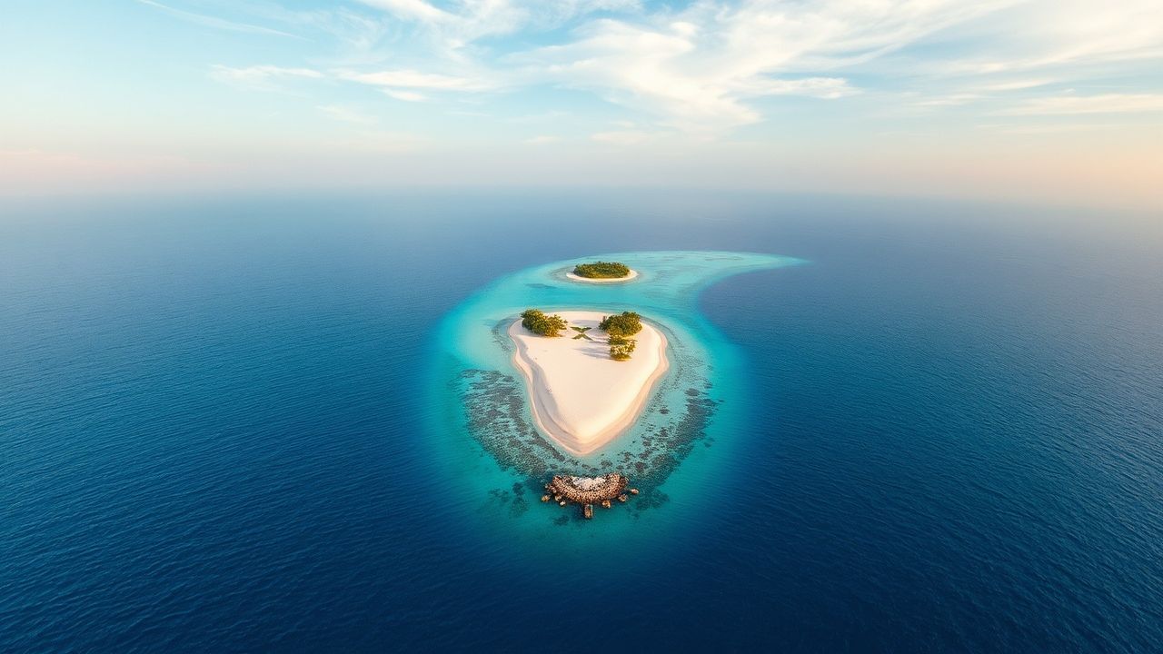 Pristine Maldives Sandbar Island from Above