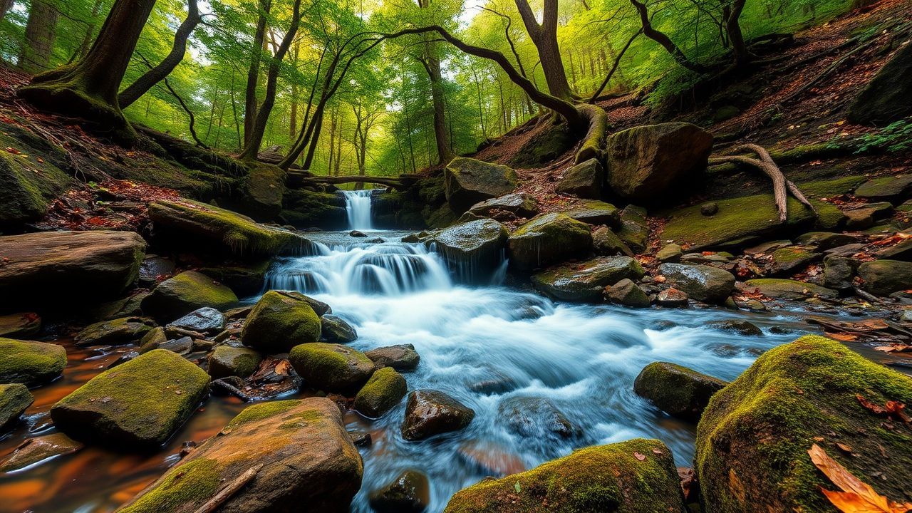 Ethereal Forest Stream Mossy Serenity