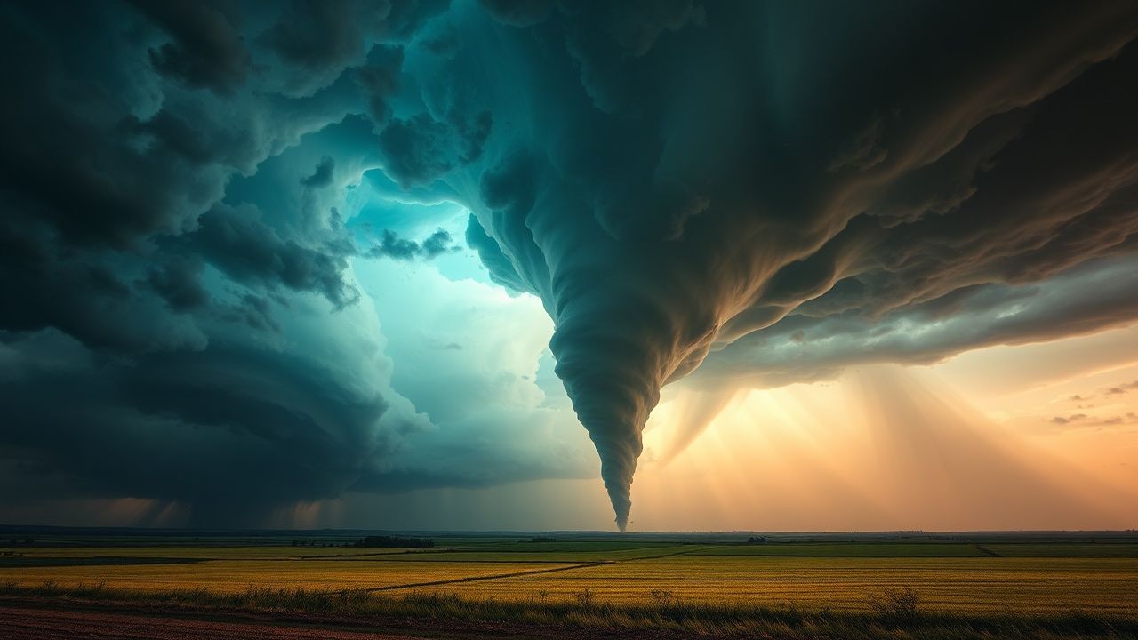 Majestic Tornado Supercell Structure Drama