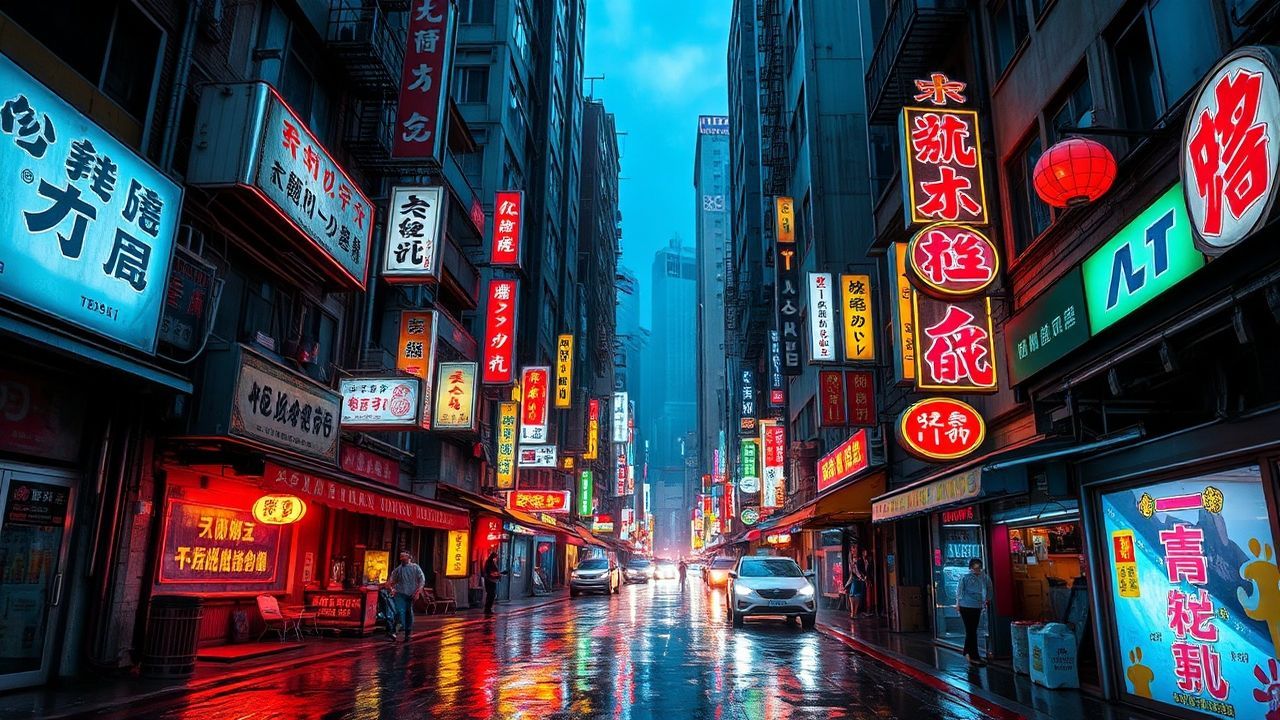 Chromatic Hong Kong Alley Neon Dreams