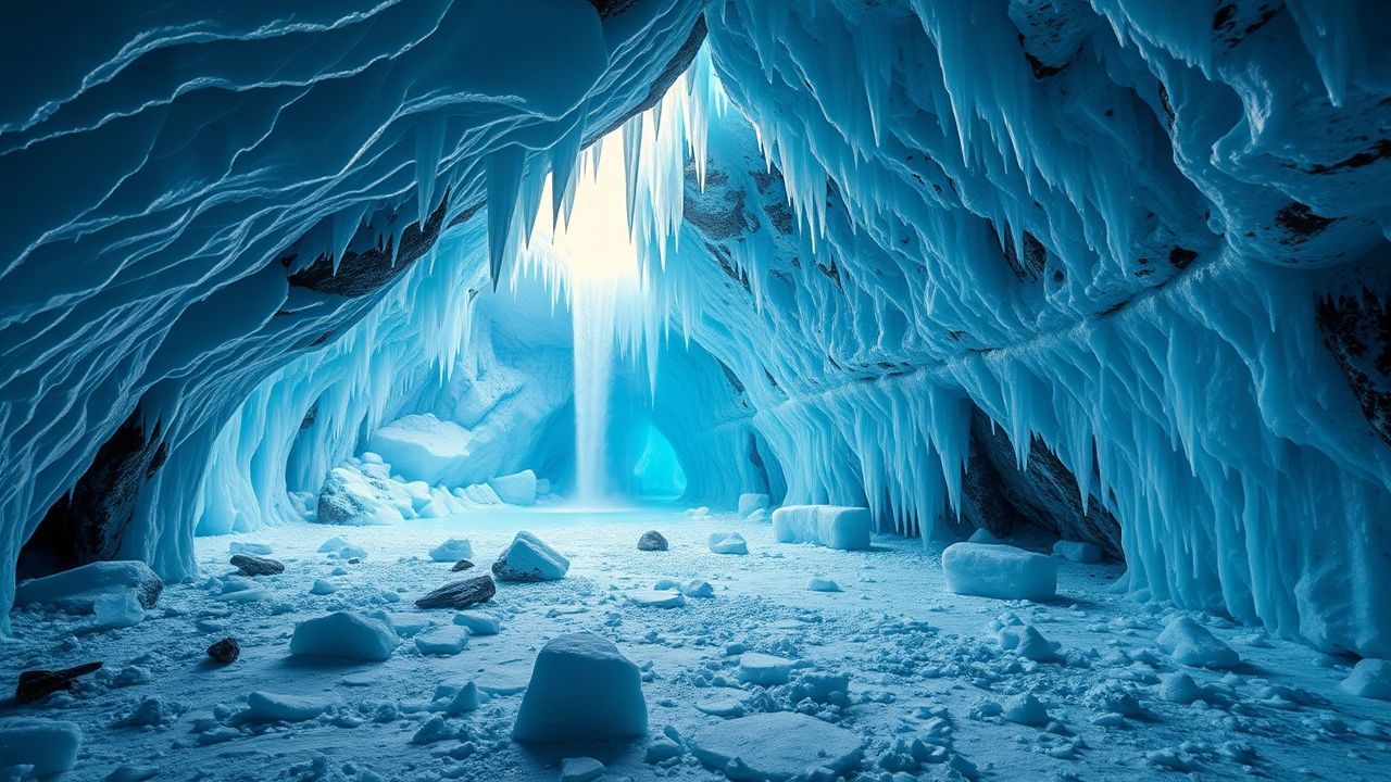 Lush Ice Cave Interior Crystal