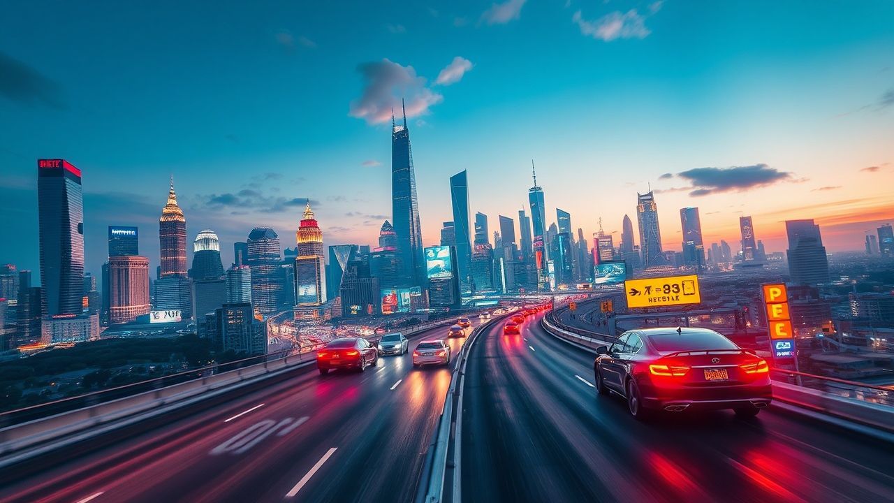 Synthetic Flying Cars Traffic Neon Dreams