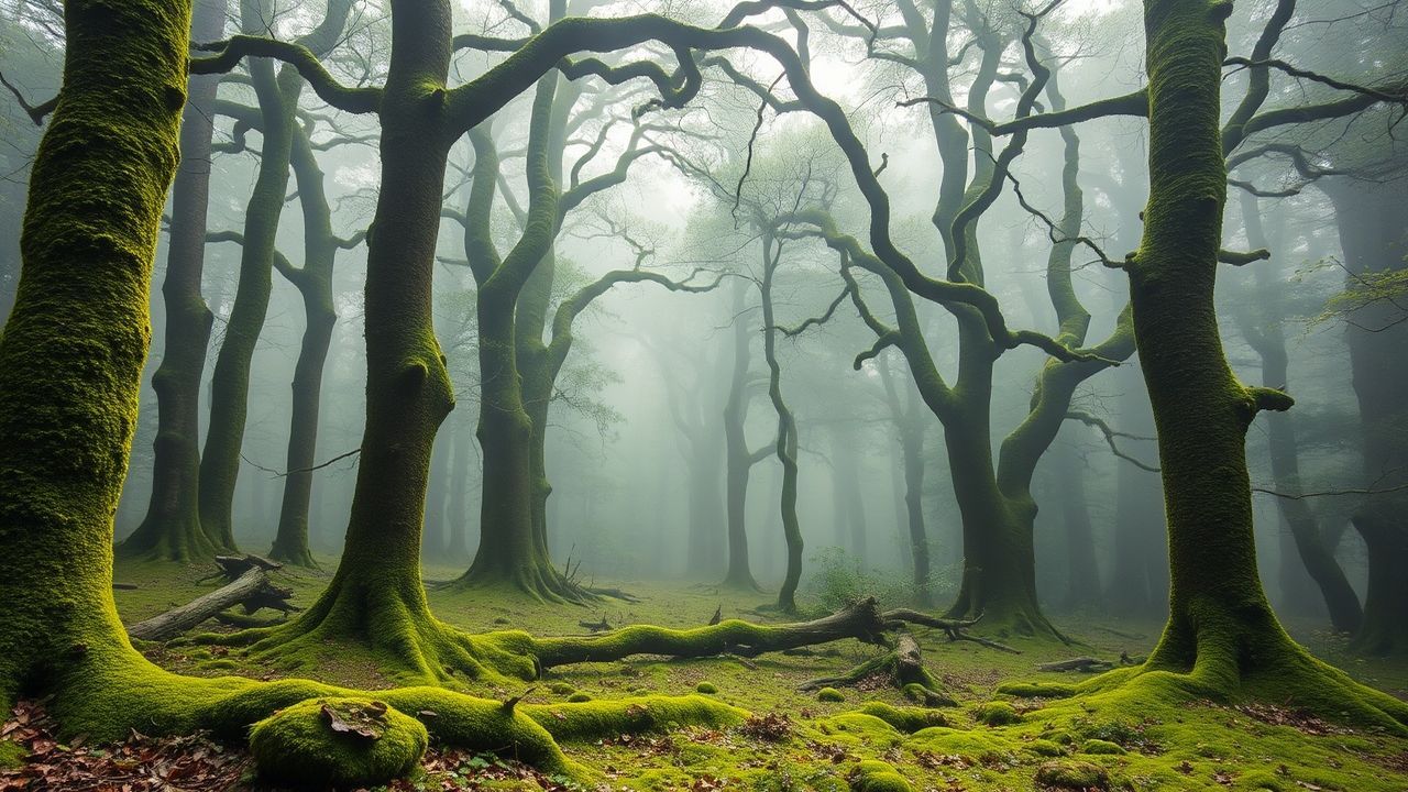 Dramatic Enchanted Forest Moss in the Mist