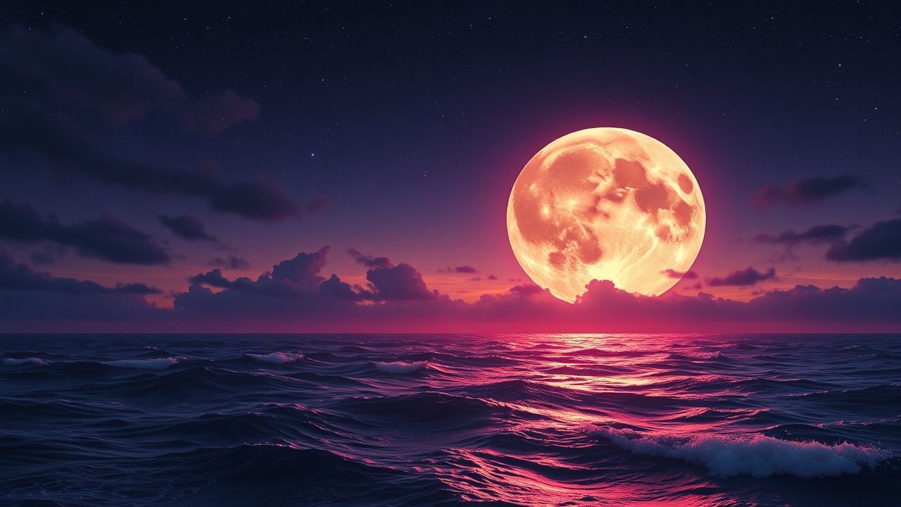 Paradoxical Giant Moon Touching by Night