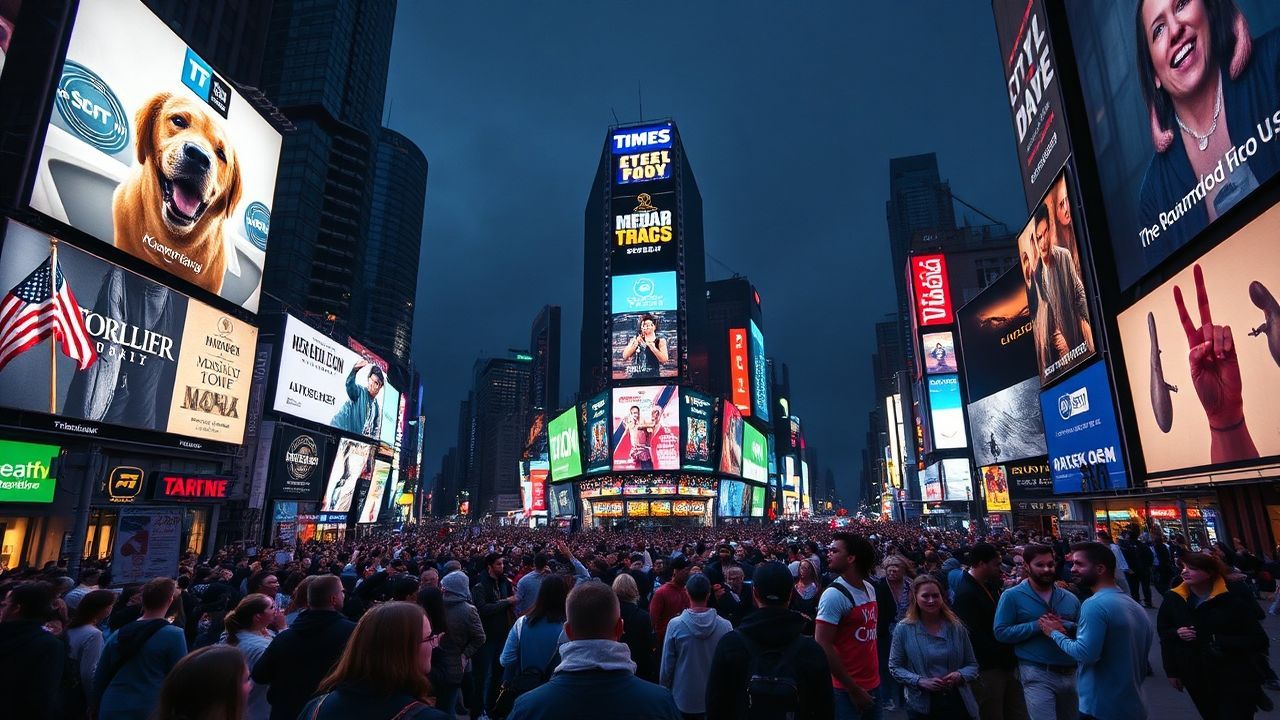 Sleepless Times Square Billboards by Night