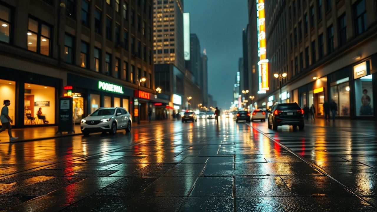 Electric Street Reflections Lights in the Rain