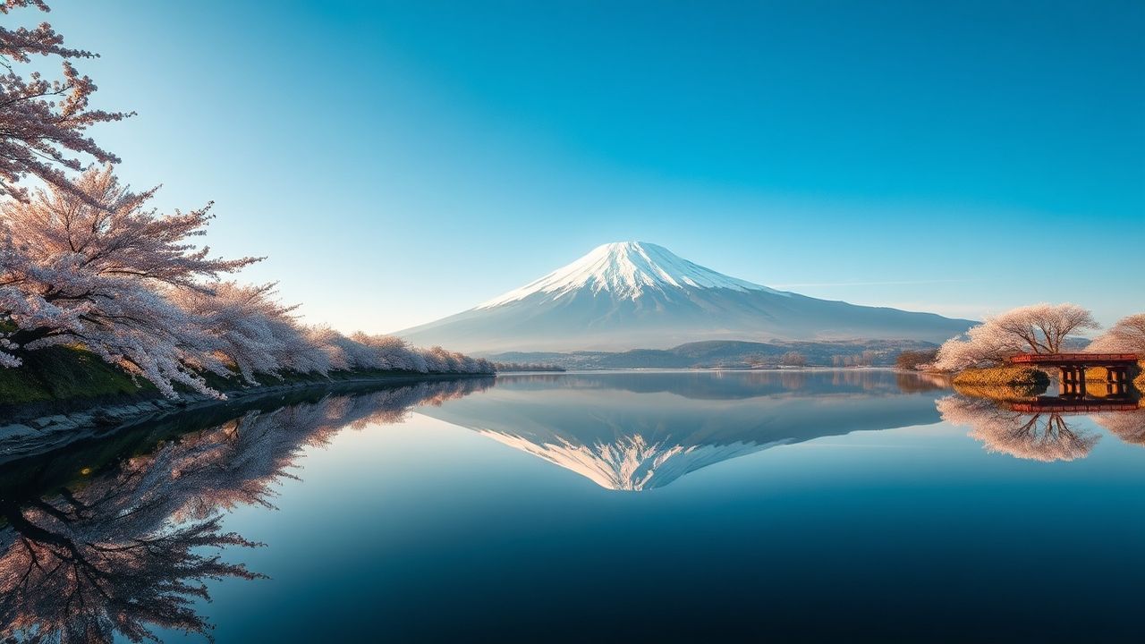 Pristine Mt. Fuji Cherry Blossoms in Spring
