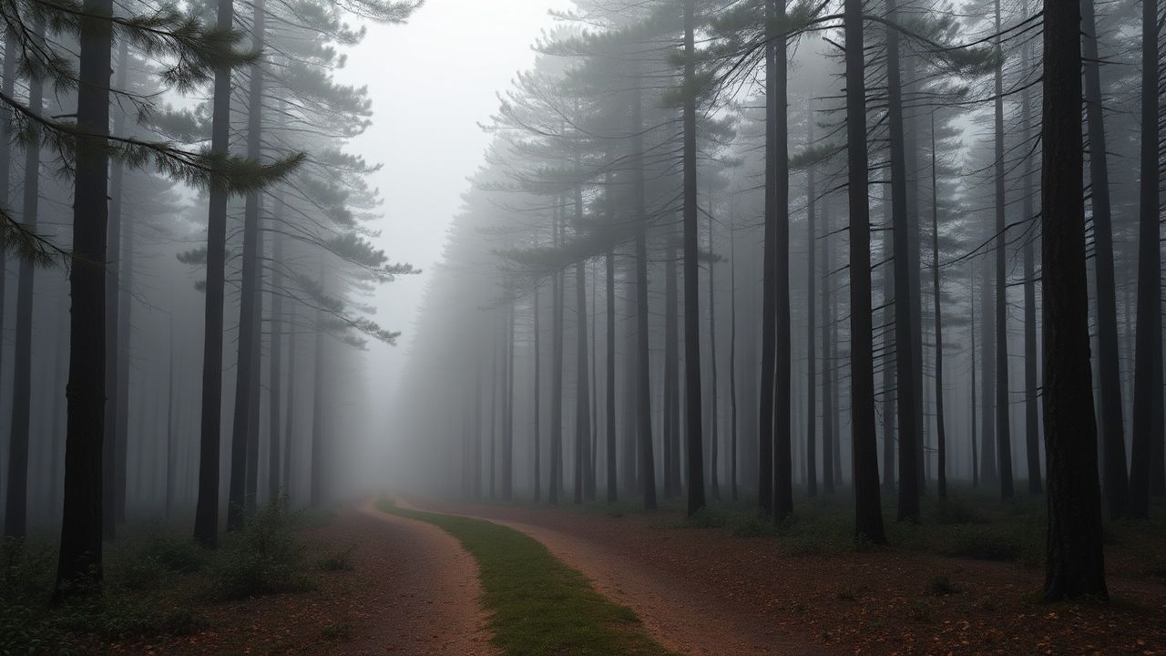 Stunning Foggy Pine Forest