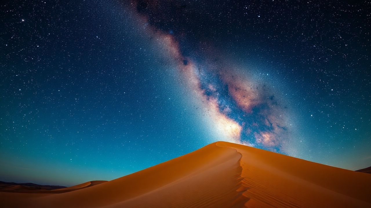 Golden Desert Milky Way by Night