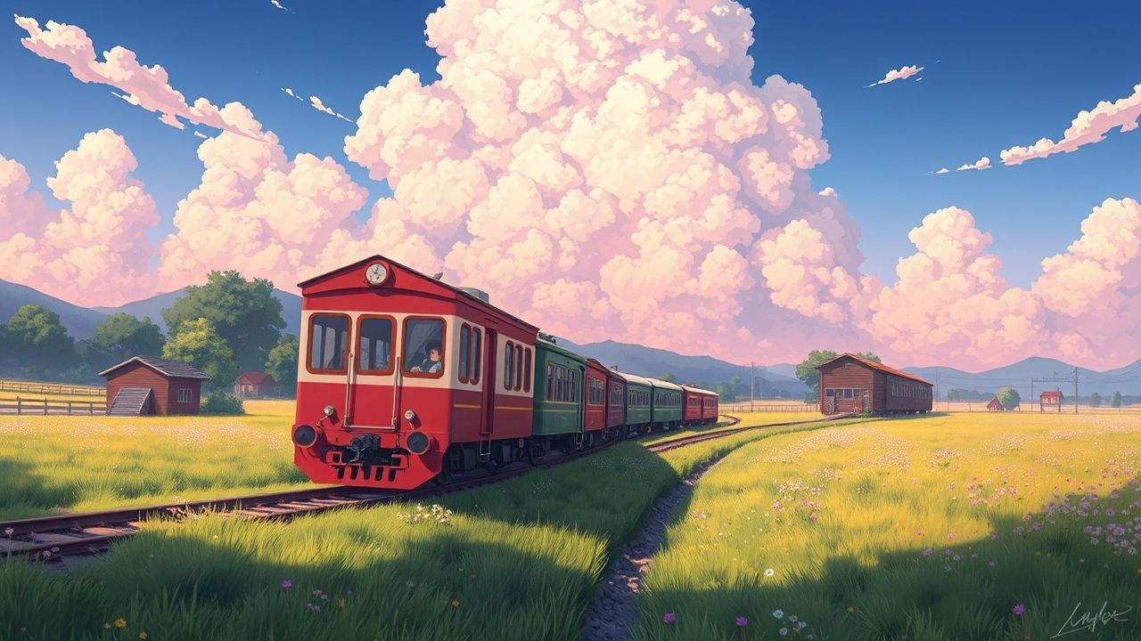 Vibrant Studio Ghibli Countryside in Summer