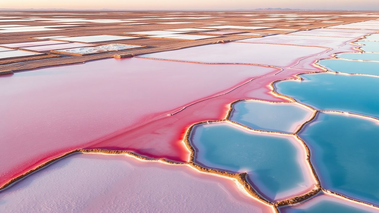 Enchanting Salt Ponds Pink from Above