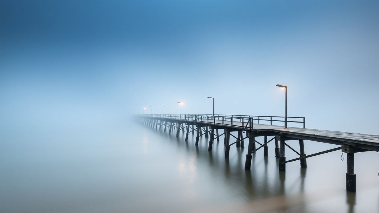 Quiet Foggy Pier Disappearing