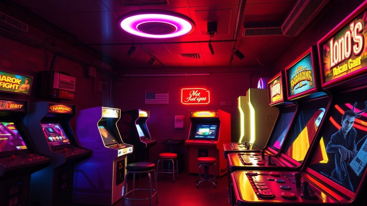 Classic Arcade Cabinet Glow Neon Dreams