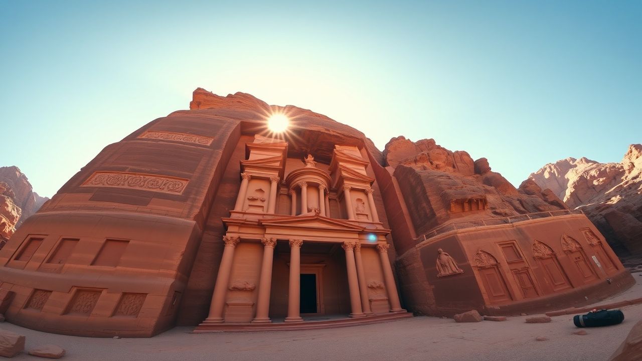 Ancient Petra Treasury Carved Ruins