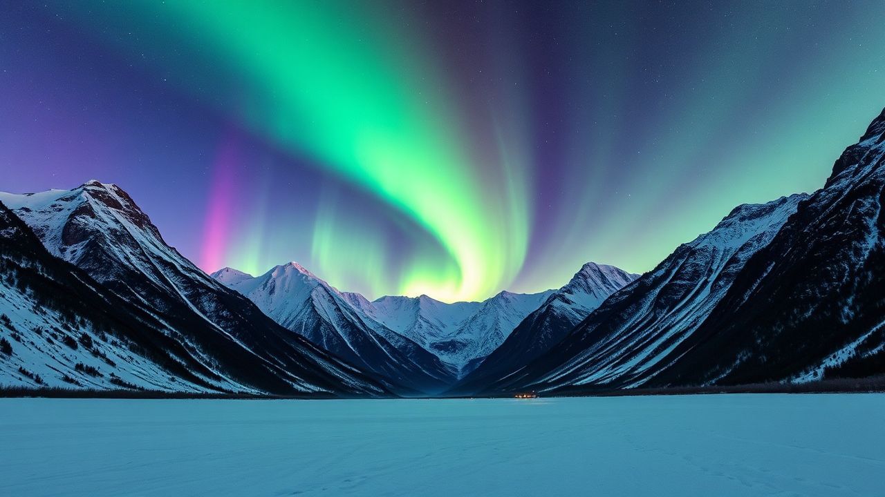 Pristine Arctic Northern Lights in Winter