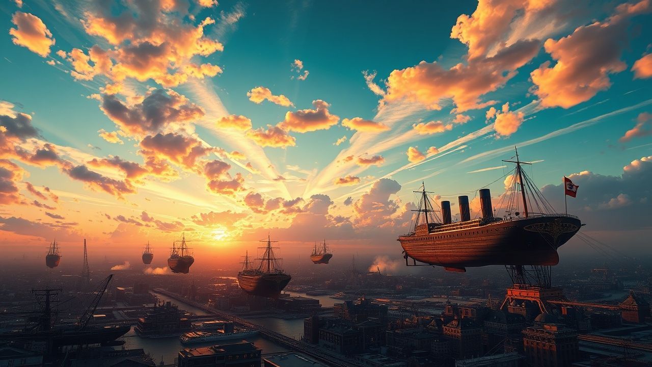 Steam-Powered Airship Fleet Victorian