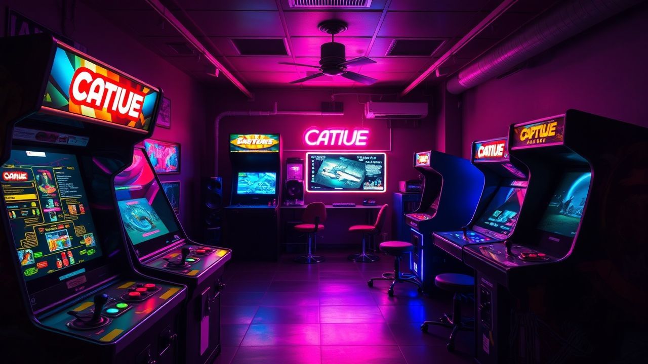 Nostalgic Arcade Cabinet Glow Neon Dreams