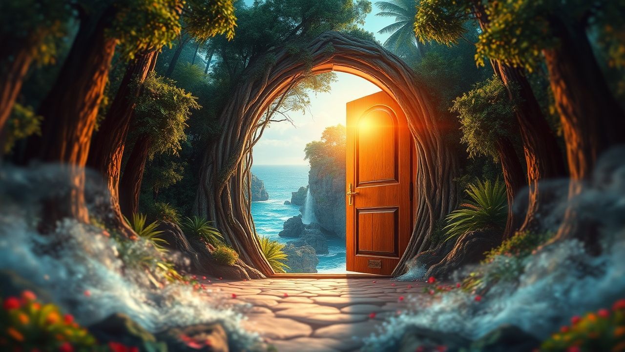 Dreamlike Door Ocean Opening