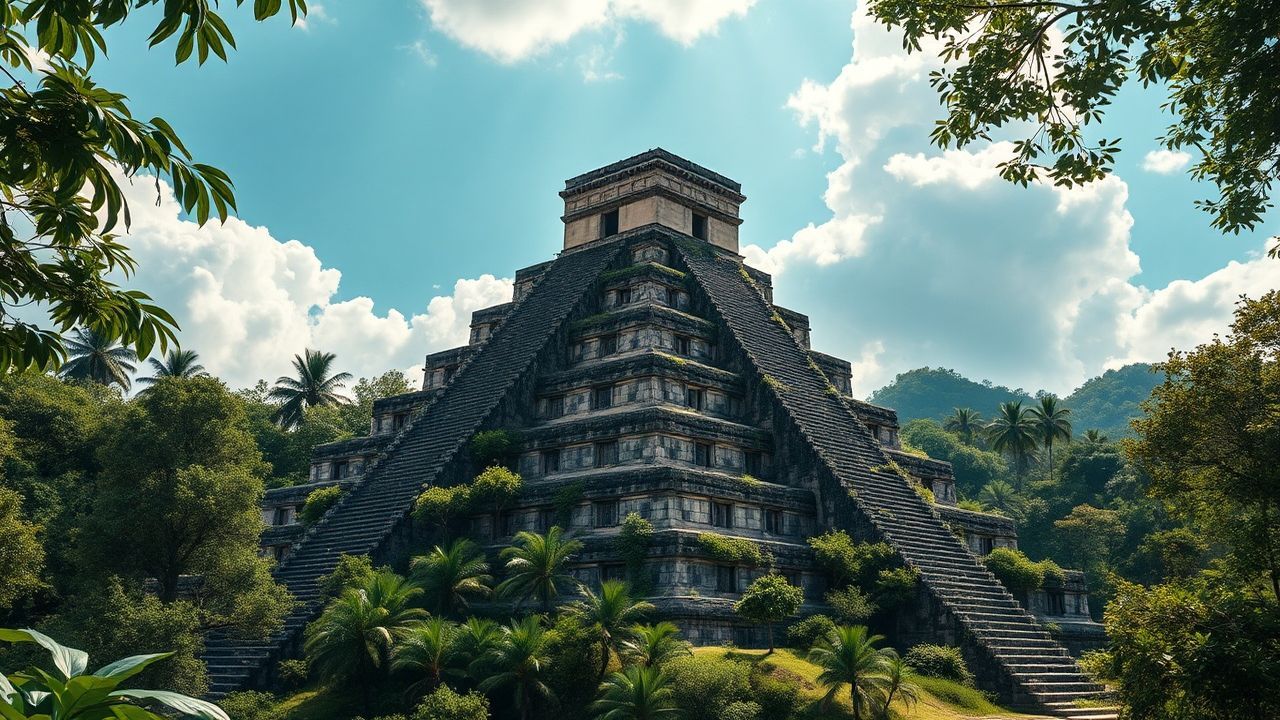 Sacred Mayan Pyramid Jungle Ruins