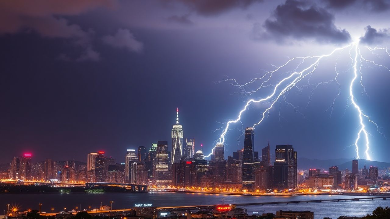 Verdant Lightning Bolt City by Night