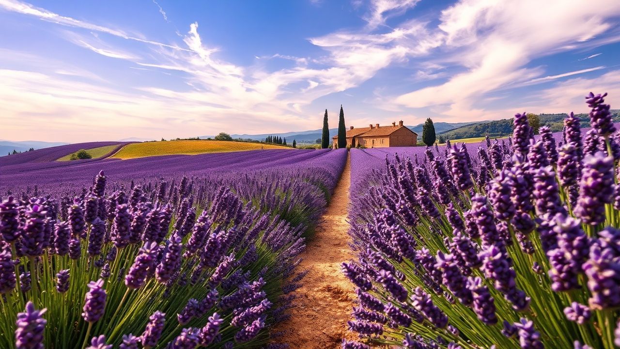 Azure Provence Lavender Farmhouse in Summer