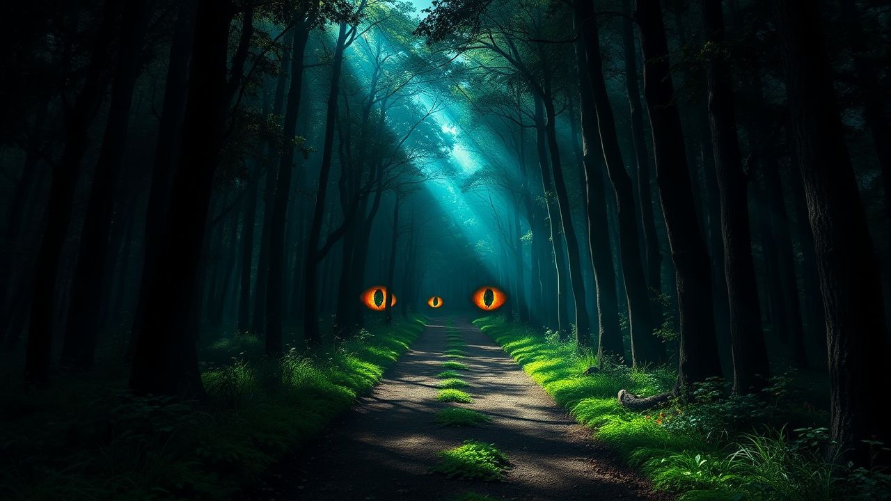 Mysterious Dark Forest Path Glow