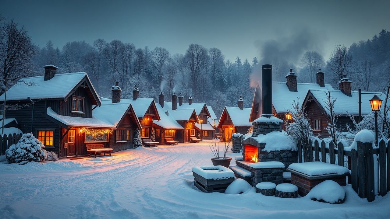 Serene Village First Cozy in Winter