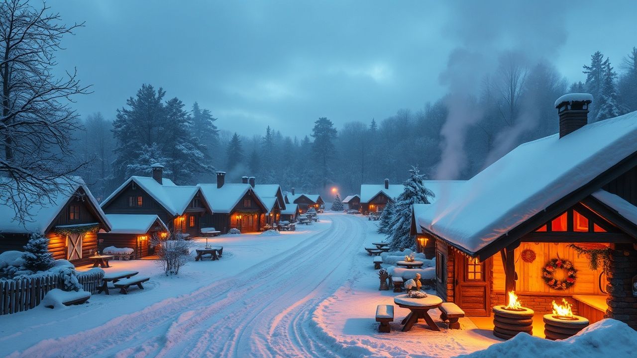 Serene Village First Cozy in Winter