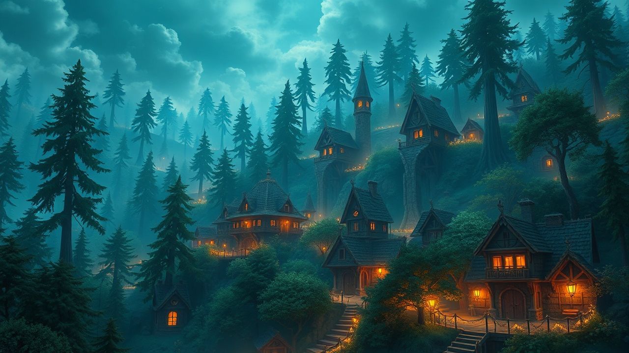 Mythical Elven City Treehouses Magic