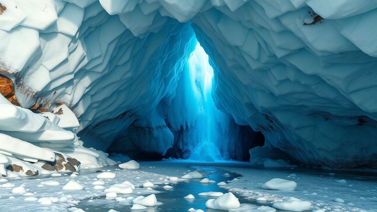Serene Ice Cave Interior Crystal