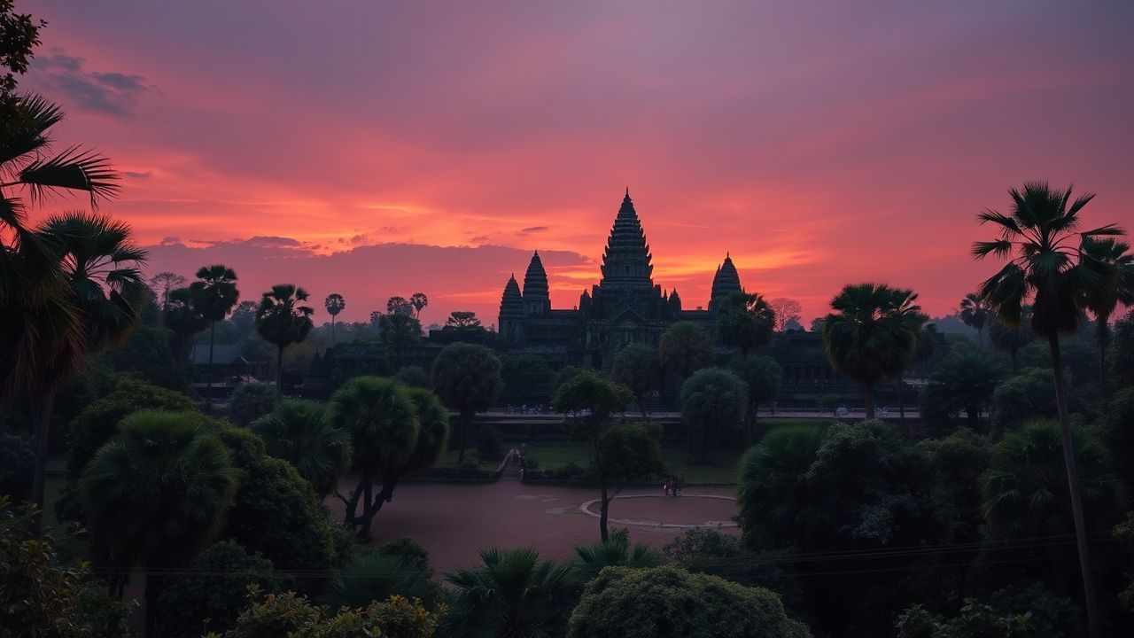 Sacred Angkor Wat Wat Temple at Sunrise