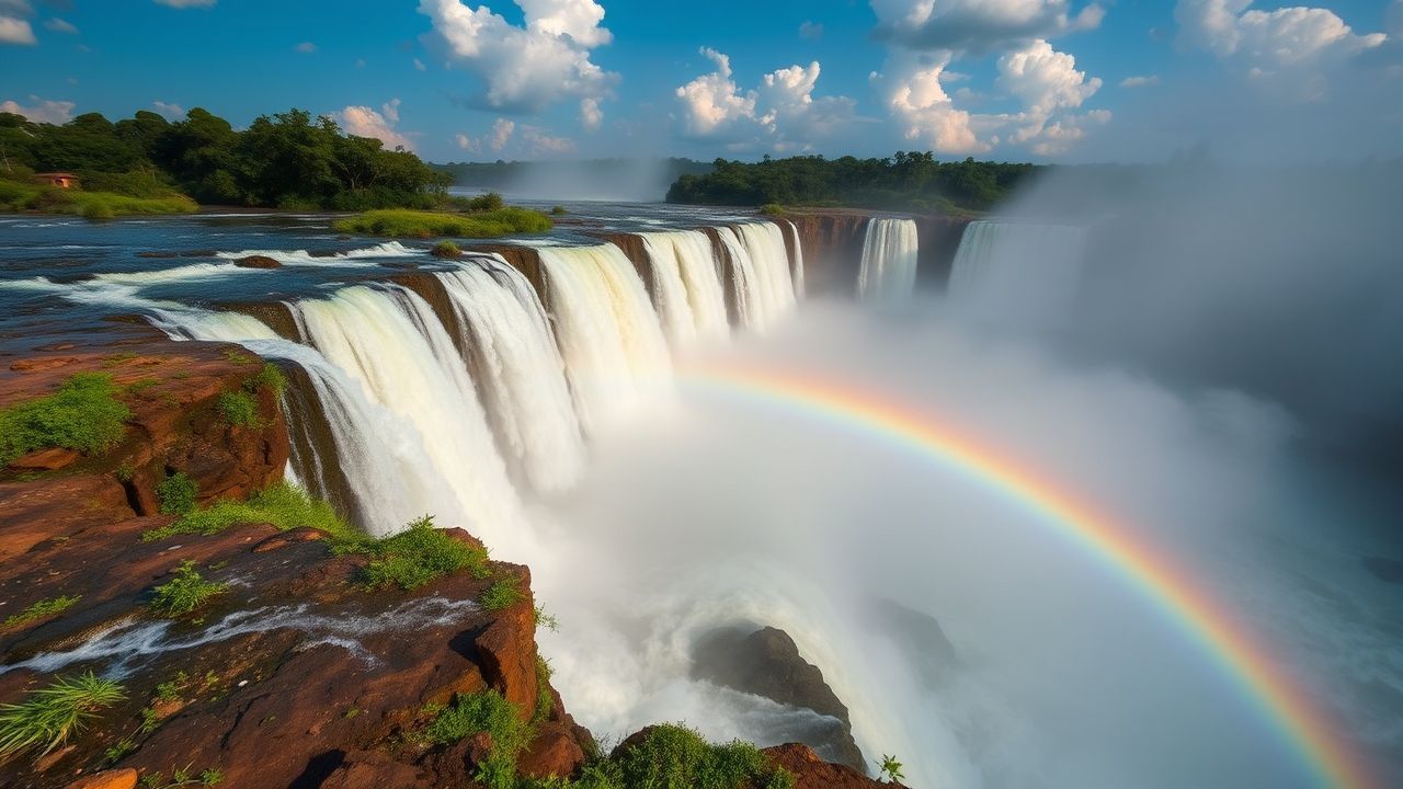 Breathtaking Iguazu Falls Hundreds Panorama