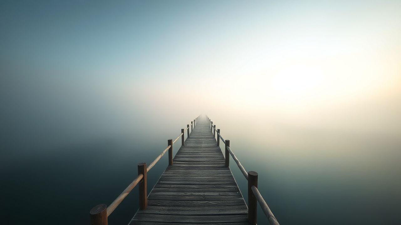 Calm Foggy Pier Disappearing