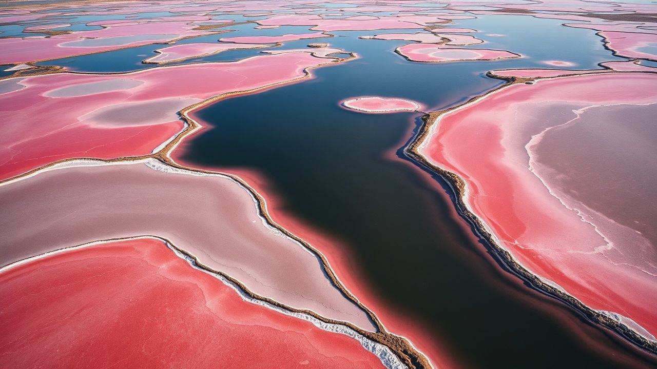 Breathtaking Salt Ponds Pink from Above