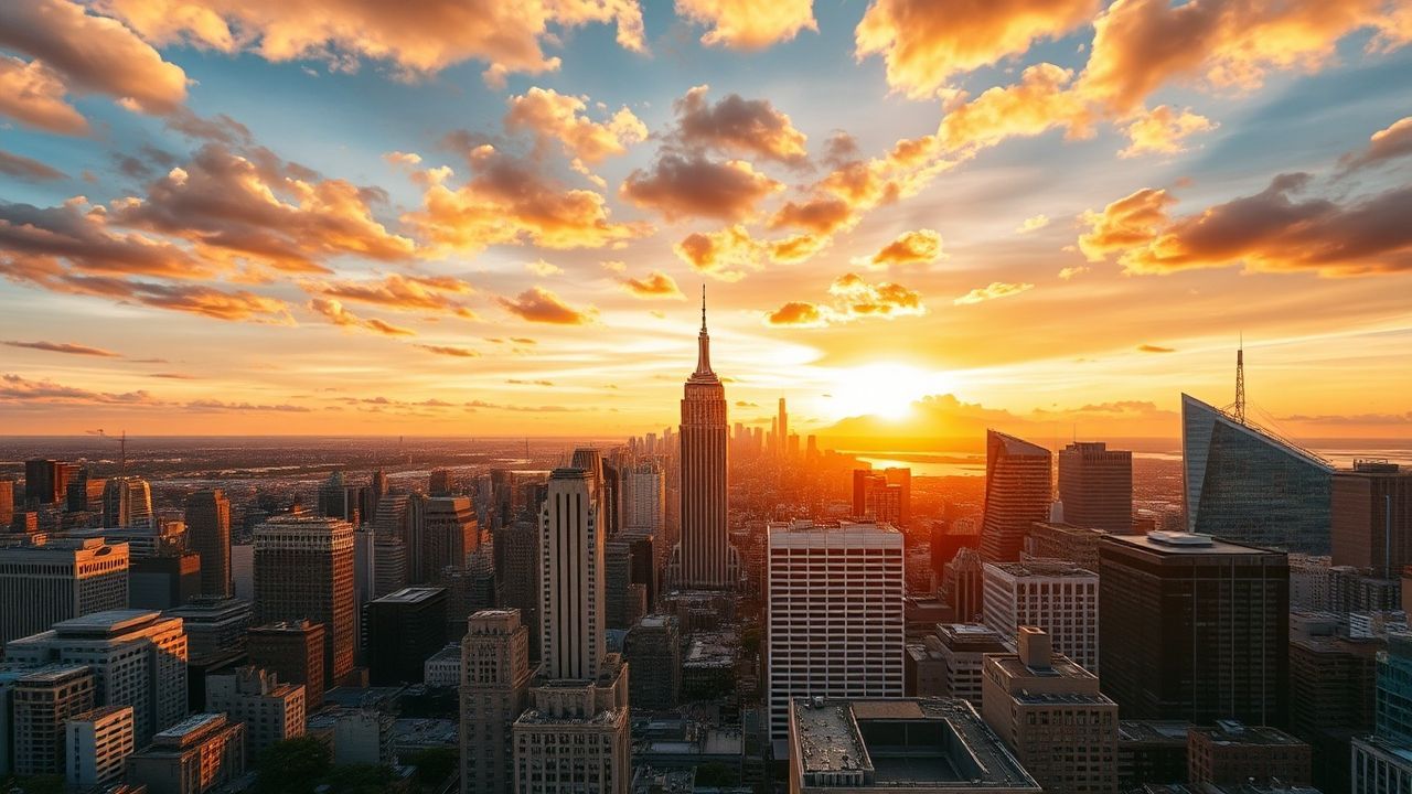 Towering Rooftop Skyline Clouds Panorama