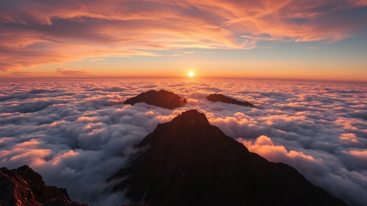 Stunning Sea Clouds Peaks in the Mist