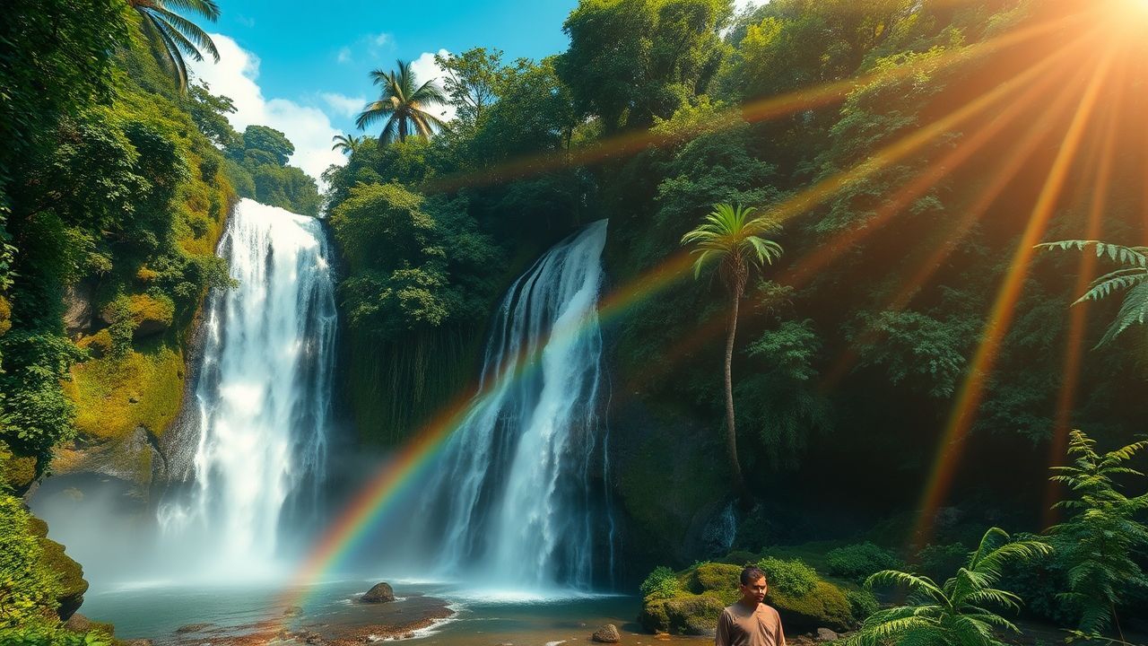 Majestic Jungle Waterfall Hidden in the Mist