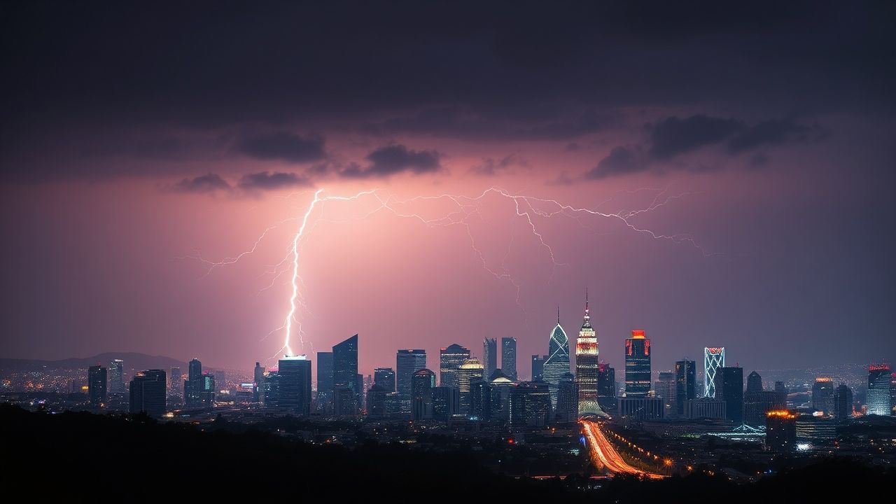 Glorious Lightning Bolt City by Night