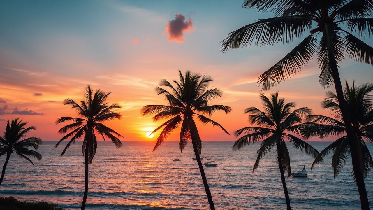 Radiant Palm Silhouettes Orange at Sunset