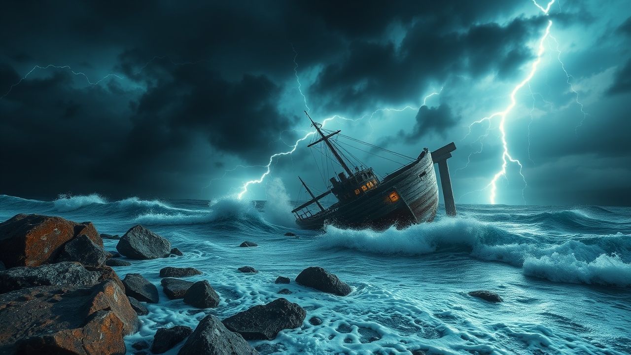 Foreboding Shipwreck Stormy Seas Drama