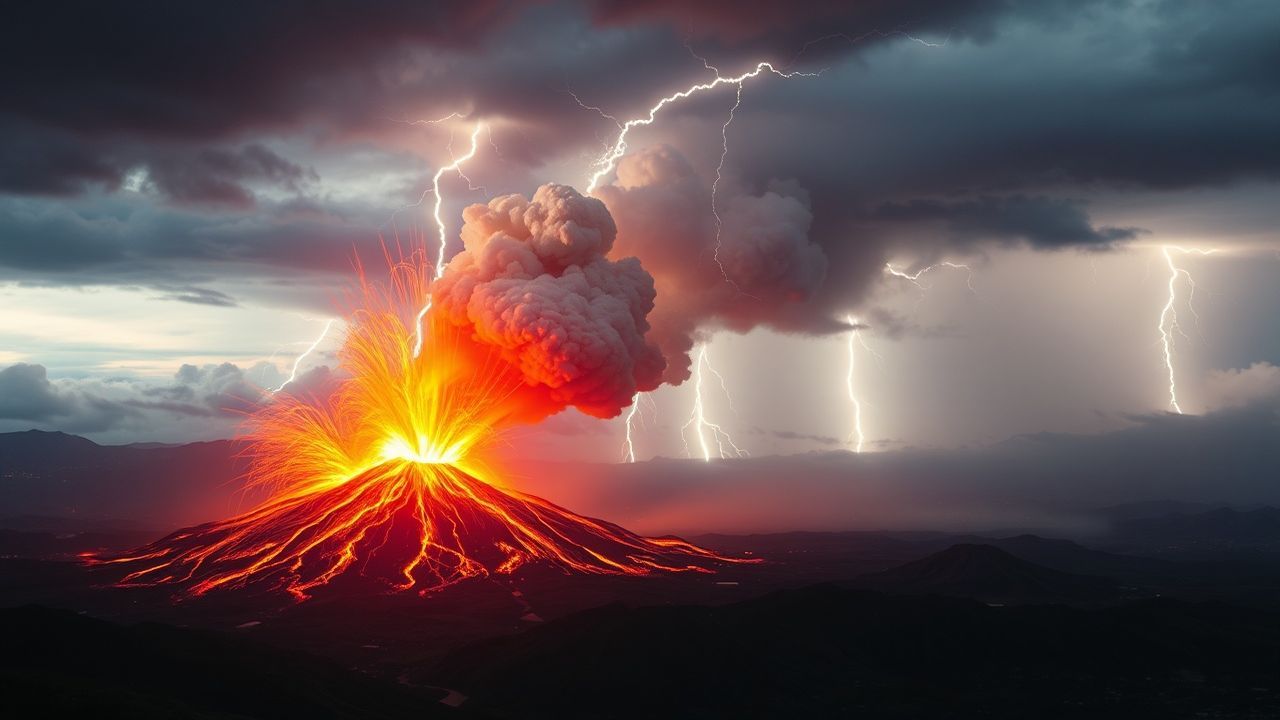 Verdant Volcanic Lightning Eruption
